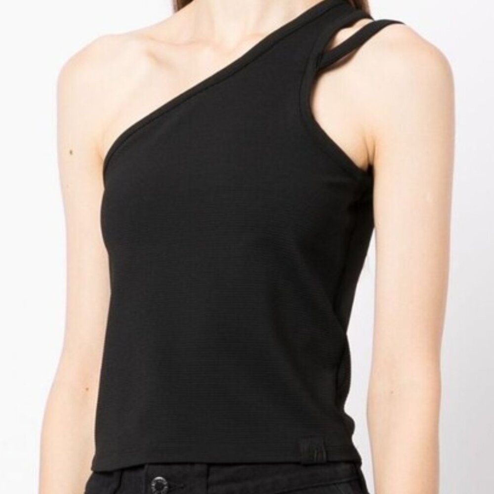 Izzue  logo-patch one-shoulder top